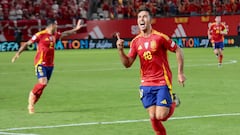 Zubimendi celebra su gol a Dinamarca.