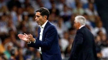 Soccer Football - LaLiga - Real Madrid v Villarreal - Santiago Bernabeu, Madrid, Spain - October 5, 2024 Villarreal coach Marcelino reacts REUTERS/Susana Vera