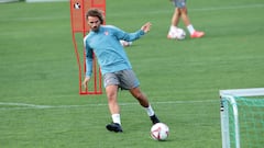 Antoine Griezmann, en un entrenamiento del Atlético