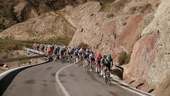 CHICLANA DE SEGURA, SPAIN - FEBRUARY 20: A general view of the peloton passing through a landscape during the 68th Vuelta A Andalucia - Ruta Del Sol 2022 - Stage 5 a 164,4km stage from Huesa to Chiclana De Segura 870m / #68RdS / on February 20, 2022 in Chiclana De Segura, Spain. (Photo by Bas Czerwinski/Getty Images)
