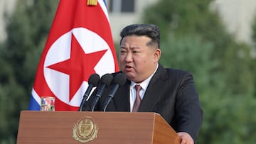 North Korean leader Kim Jong Un speaks during a visit to the National Defense University in Pyongyang, North Korea, October 7, 2024, in this photo released by North Korea's official Korean Central News Agency. KCNA via REUTERS ATTENTION EDITORS - THIS IMAGE WAS PROVIDED BY A THIRD PARTY. REUTERS IS UNABLE TO INDEPENDENTLY VERIFY THIS IMAGE. NO THIRD PARTY SALES. SOUTH KOREA OUT. NO COMMERCIAL OR EDITORIAL SALES IN SOUTH KOREA.