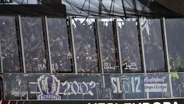 Sector del Reale Arena donde se encontraban los aficionados del Anderlecht.