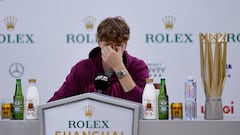 Jannik Sinner, en la rueda de prensa posterior a su éxito en el Shanghái Masters.