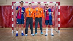 Los medallistas del Barça: Rodríguez (bronce), Gonzalo Pèrez (bronce), Nielsen (oro) y Gómez (bronce).