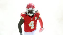 KANSAS CITY, MISSOURI - SEPTEMBER 15: Rashee Rice #4 of the Kansas City Chiefs takes the field prior to the game against the Cincinnati Bengals at GEHA Field at Arrowhead Stadium on September 15, 2024 in Kansas City, Missouri.   Jamie Squire/Getty Images/AFP (Photo by JAMIE SQUIRE / GETTY IMAGES NORTH AMERICA / Getty Images via AFP)
