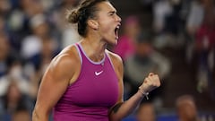 Aryna Sabalenka, en su partido contra Qinwen Zheng en Wuhan.