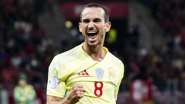 Geneva (Switzerland), 08/09/2024.- Spain's Fabian Ruiz celebrates after scoring the 0-2 goal during the UEFA Nations League group A soccer match between Switzerland and Spain, in Geneva, Switzerland, 08 September 2024. (España, Suiza, Ginebra) EFE/EPA/JEAN-CHRISTOPHE BOTT
