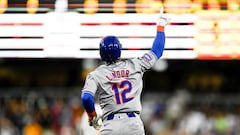 SAN DIEGO, CA - AUGUST 24: Francisco Lindor #12 of the New York Mets rounds the bases after hitting a solo home run during the seventh inning of a baseball game against the San Diego Padres August 24, 2024 at Petco Park in San Diego, California. Denis Poroy/Getty Images/AFP (Photo by DENIS POROY / GETTY IMAGES NORTH AMERICA / Getty Images via AFP)