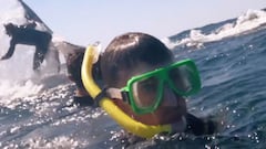 Una ballena jorobada golpea con la cola a un guía de esnórquel en la Gold Coast (Australia), en septiembre del 2024.