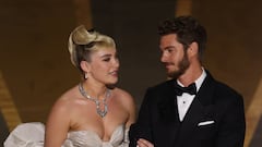 Florence Pugh and Andrew Garfield at the Oscars show at the 95th Academy Awards in Hollywood, Los Angeles, California, U.S., March 12, 2023. REUTERS/Carlos Barria