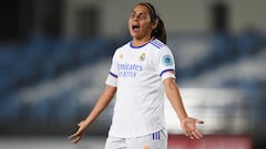 MADRID, SPAIN - OCTOBER 13: Kenti Robles of Real Madrid reacts during the UEFA Women's Champions League group B match between Real Madrid and Breidablik at Estadio Alfredo Di Stefano on October 13, 2021 in Madrid, Spain. (Photo by Denis Doyle/Getty Images)